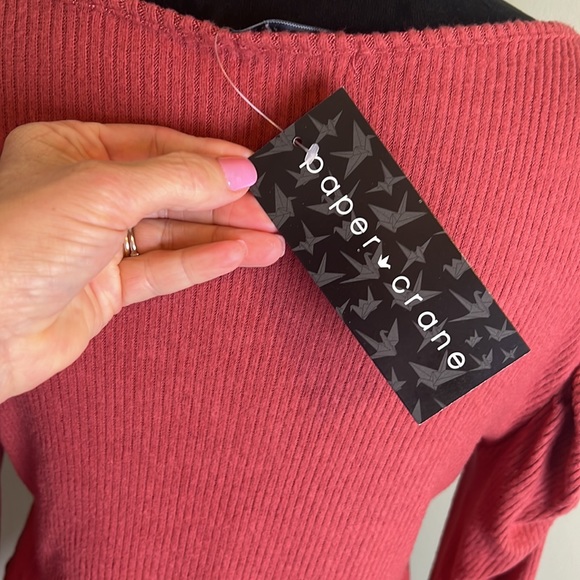 NWT paper crane puff sleeve knit top - Picture 6 of 10